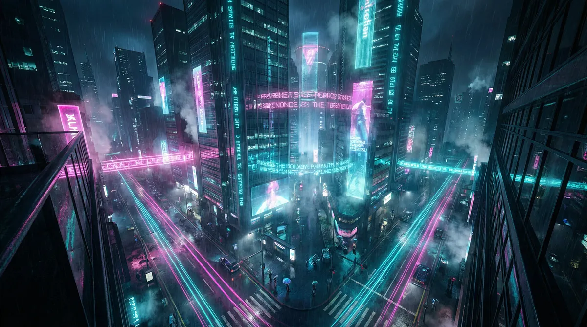 不惑之旅在线观看 竖屏短剧平台首页背景 - 赛博朋克都市夜景